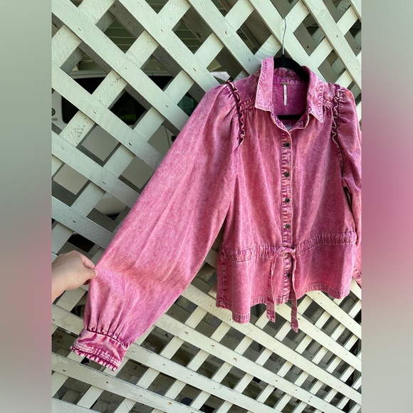 ❤️Free People Your All Mini Denim Top - Picture 4 of 5